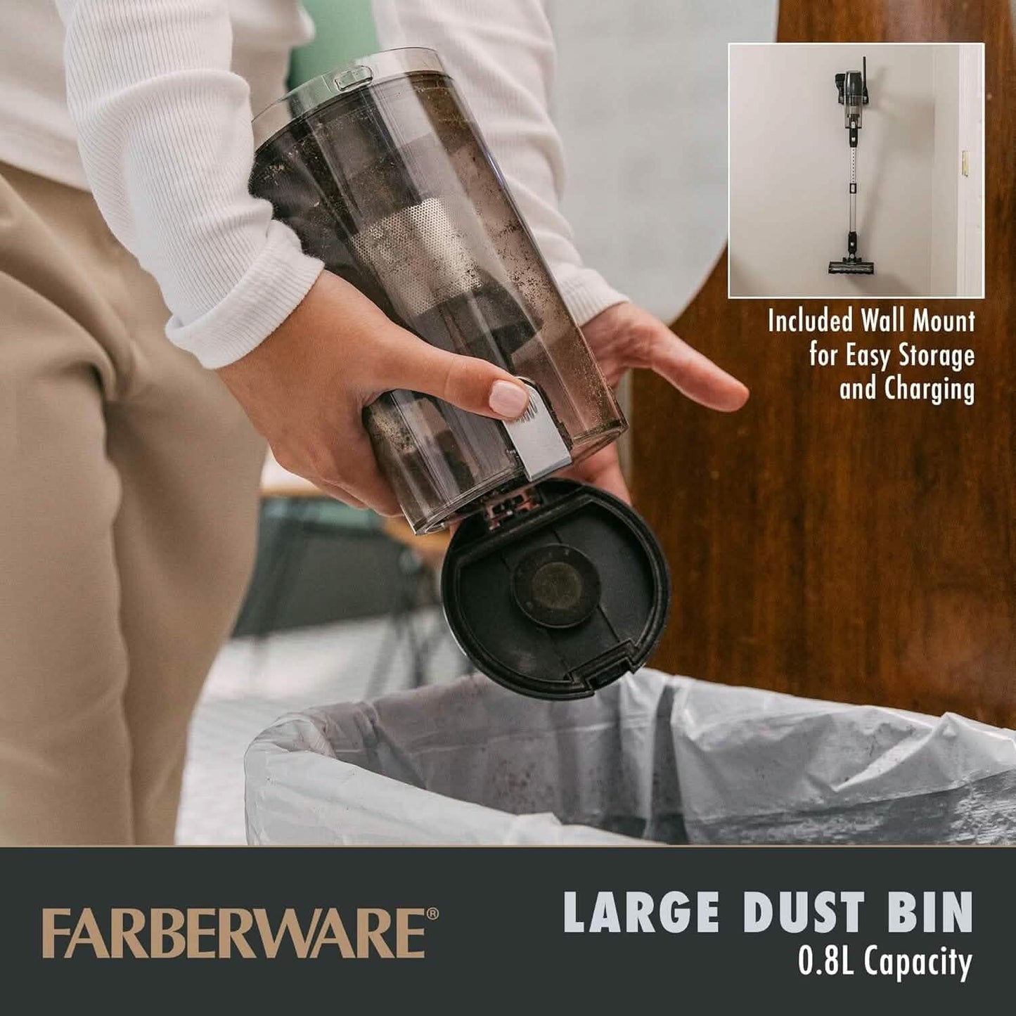 Farberware Cordless Pro Stick Vacuum Cleaner, Powerful Suction with 2 Speeds for Carpet and Hard Floors, Converts to Handheld Vacuum DailySale