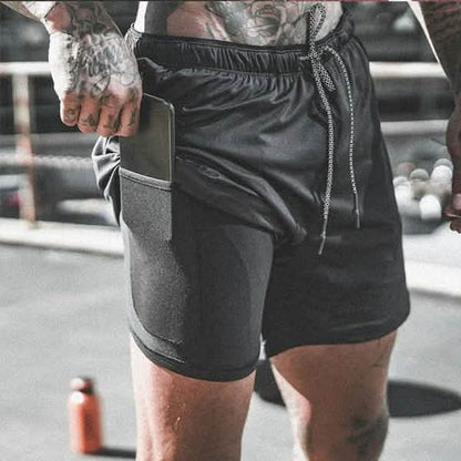 Fashion Men Elastic Waist Sports Shorts with Phone Pocket DailySale