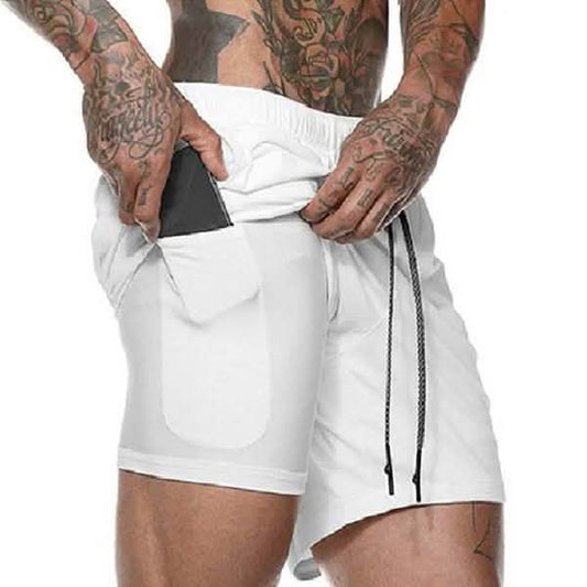 Fashion Men Elastic Waist Sports Shorts with Phone Pocket DailySale