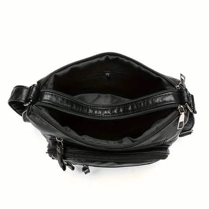 Fashion Multi Zipper Crossbody Bag, Soft Vegan Leather Shoulder Bag, Women's Multi Pockets Handbag Purse DailySale