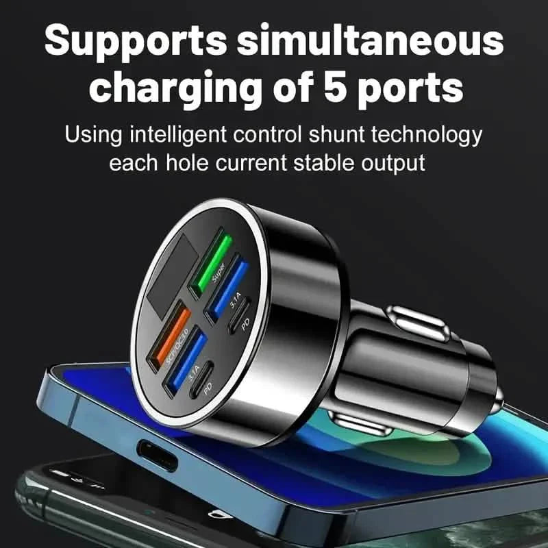 Fast Charging 6 Ports Car Charger Adapter with 4 USB + 2 Type-C 40W QC3.0 DailySale