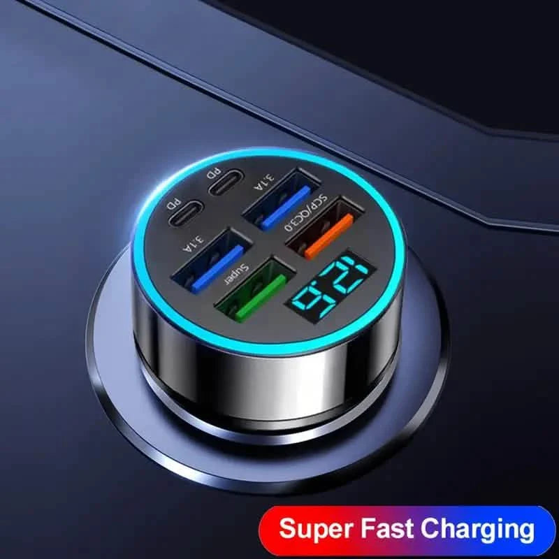 Fast Charging 6 Ports Car Charger Adapter with 4 USB + 2 Type-C 40W QC3.0 DailySale