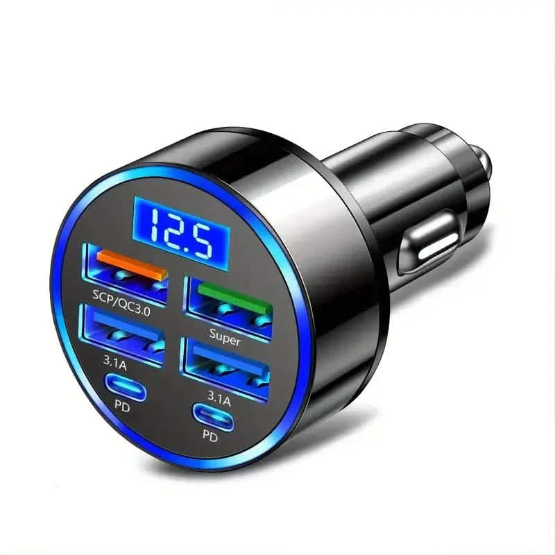 Fast Charging 6 Ports Car Charger Adapter with 4 USB + 2 Type-C 40W QC3.0 DailySale