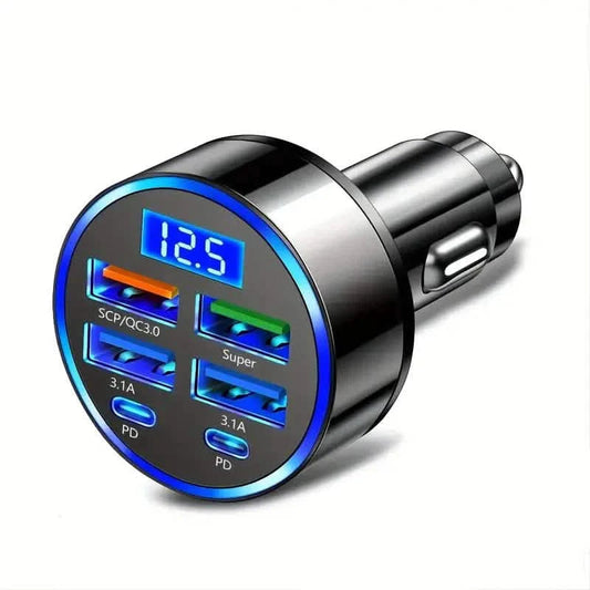 Fast Charging 6 Ports Car Charger Adapter with 4 USB + 2 Type-C 40W QC3.0 DailySale