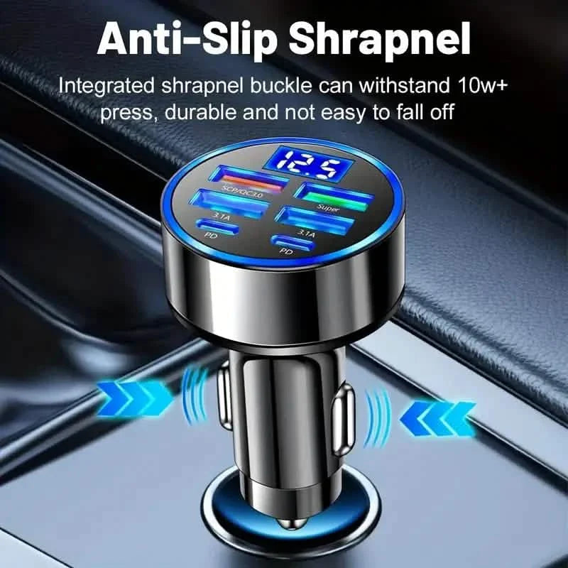 Fast Charging 6 Ports Car Charger Adapter with 4 USB + 2 Type-C 40W QC3.0 DailySale