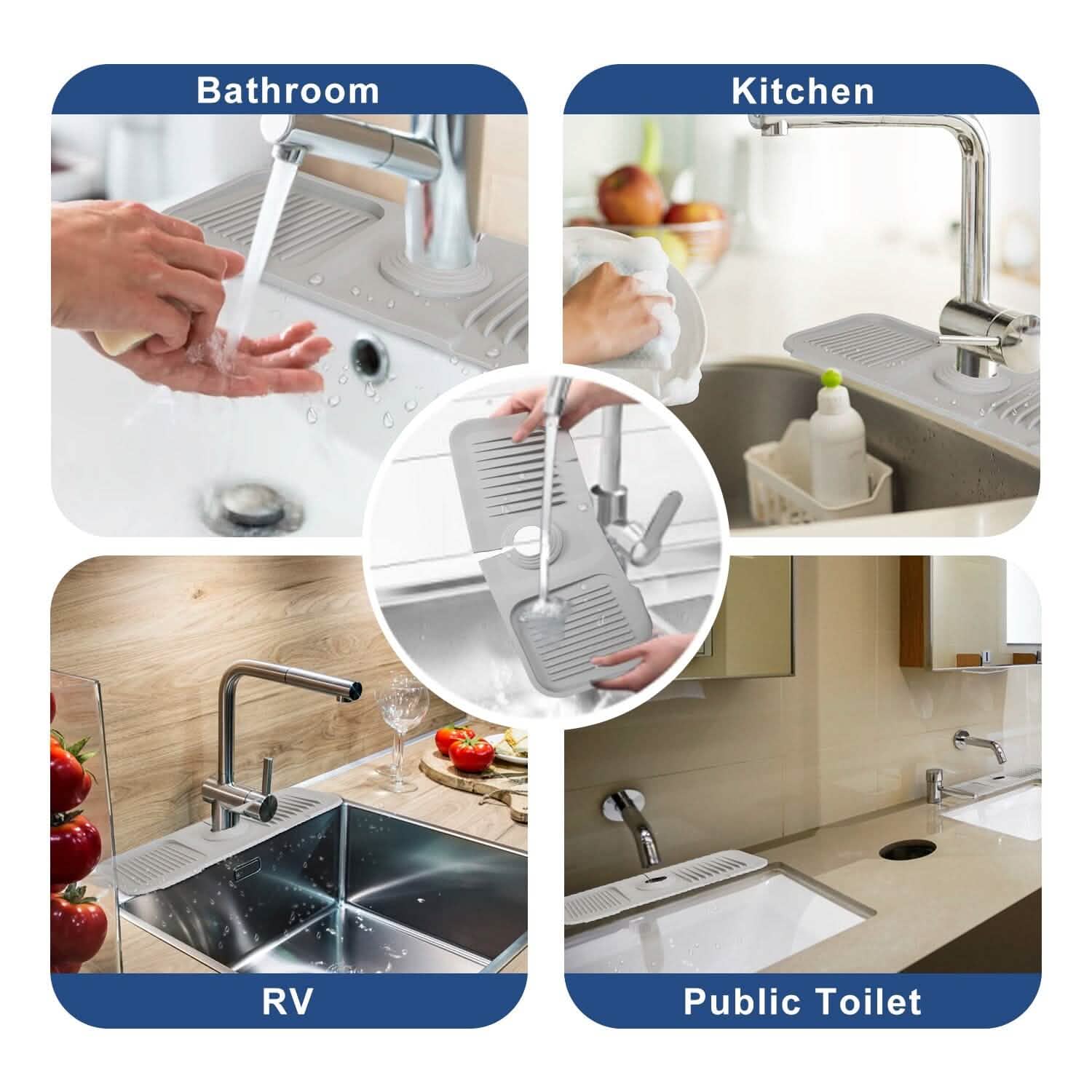 Faucet Splash Mat Sink Tray Water Drainage Pad Sponge Soap Holder DailySale