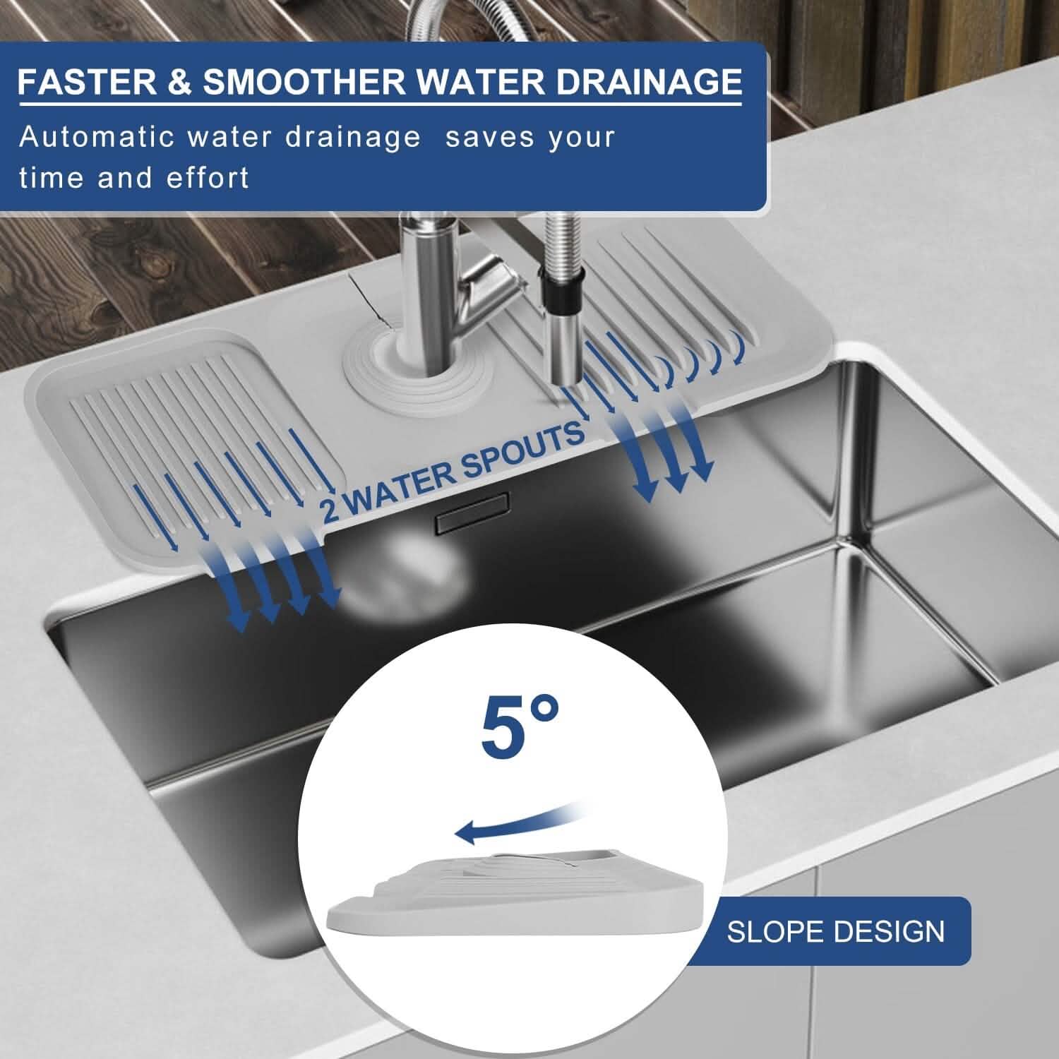 Faucet Splash Mat Sink Tray Water Drainage Pad Sponge Soap Holder DailySale