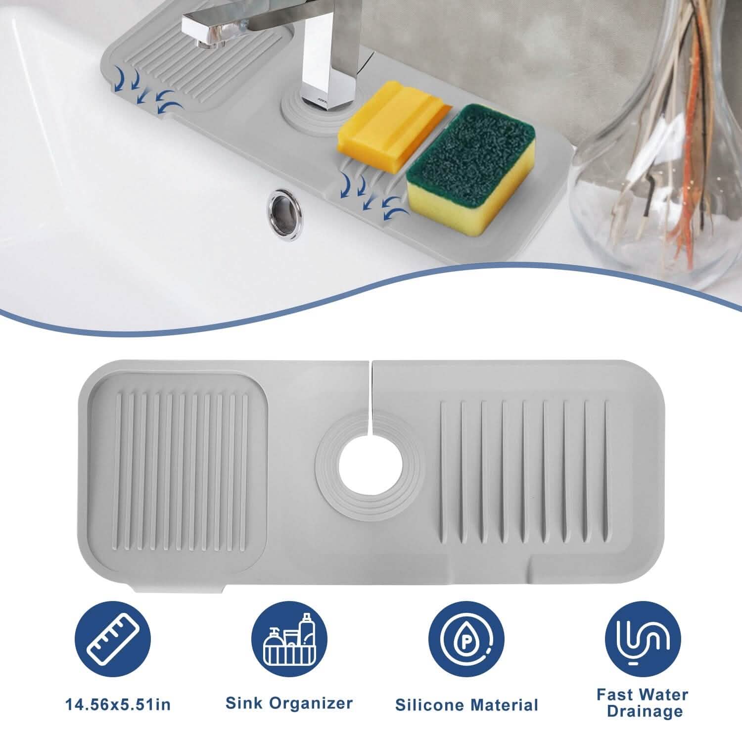 Faucet Splash Mat Sink Tray Water Drainage Pad Sponge Soap Holder DailySale