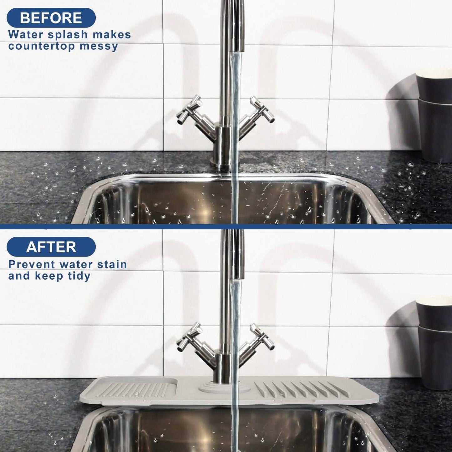 Faucet Splash Mat Sink Tray Water Drainage Pad Sponge Soap Holder DailySale