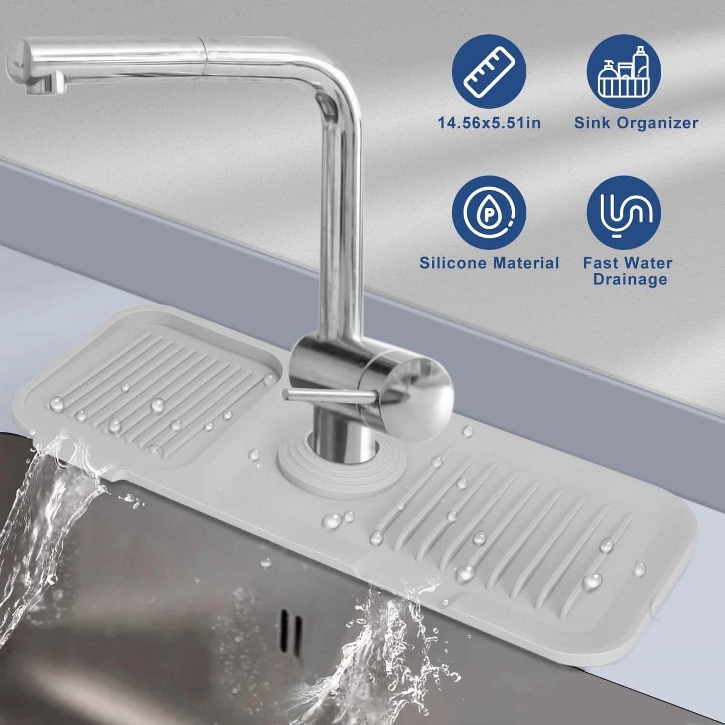 Faucet Splash Mat Sink Tray Water Drainage Pad Sponge Soap Holder DailySale