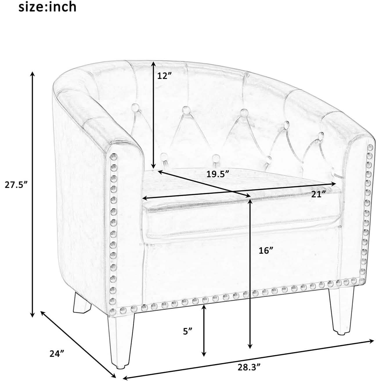 Faux Leather Club Chair Bucket Chair Upholstered Tub Chair DailySale