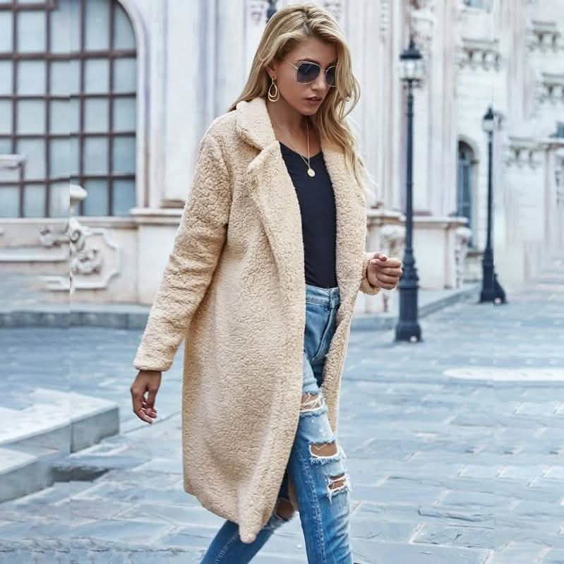 Faux Shearling Open-Front Longline Teddy Coat DailySale