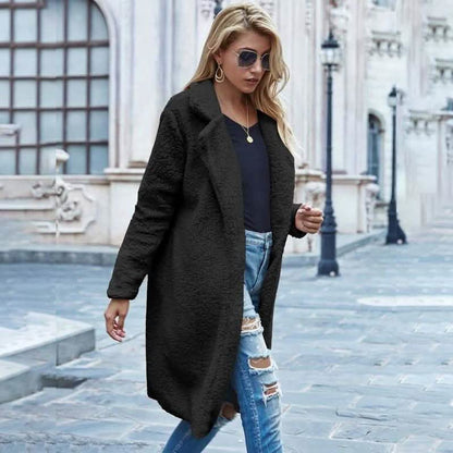 Faux Shearling Open-Front Longline Teddy Coat DailySale