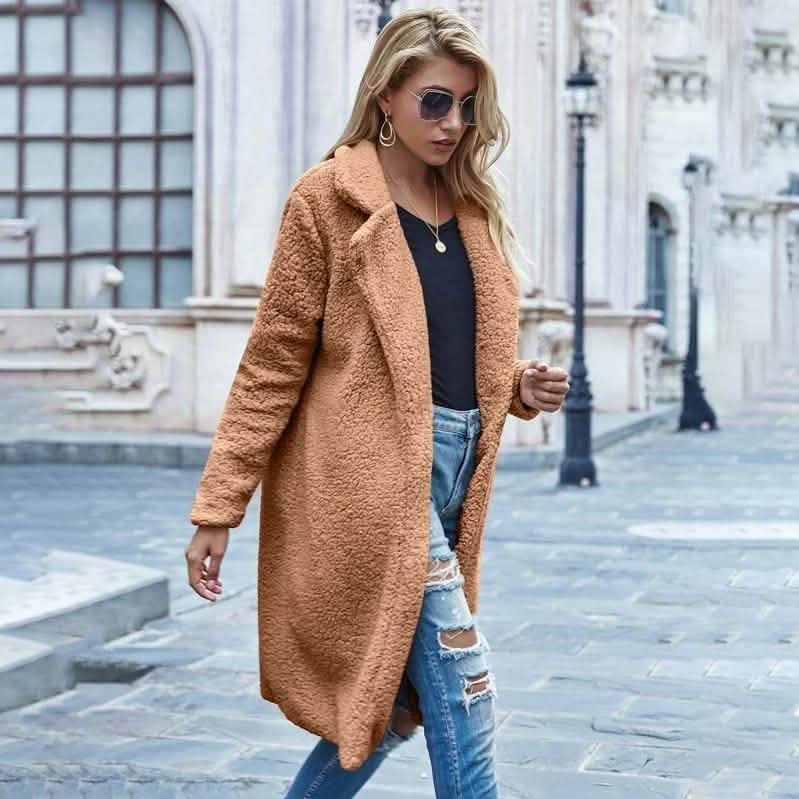Faux Shearling Open-Front Longline Teddy Coat DailySale