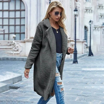 Faux Shearling Open-Front Longline Teddy Coat DailySale