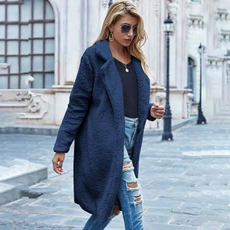 Faux Shearling Open-Front Longline Teddy Coat DailySale