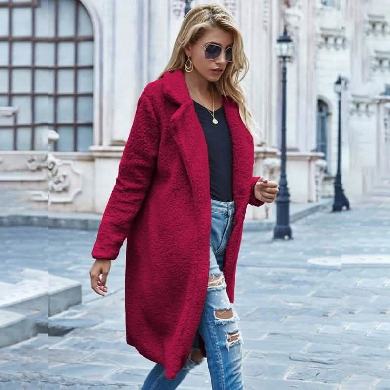 Faux Shearling Open-Front Longline Teddy Coat DailySale