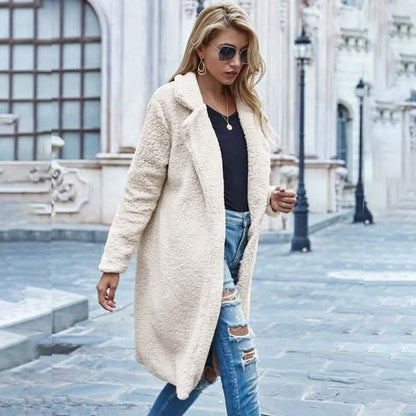 Faux Shearling Open-Front Longline Teddy Coat DailySale