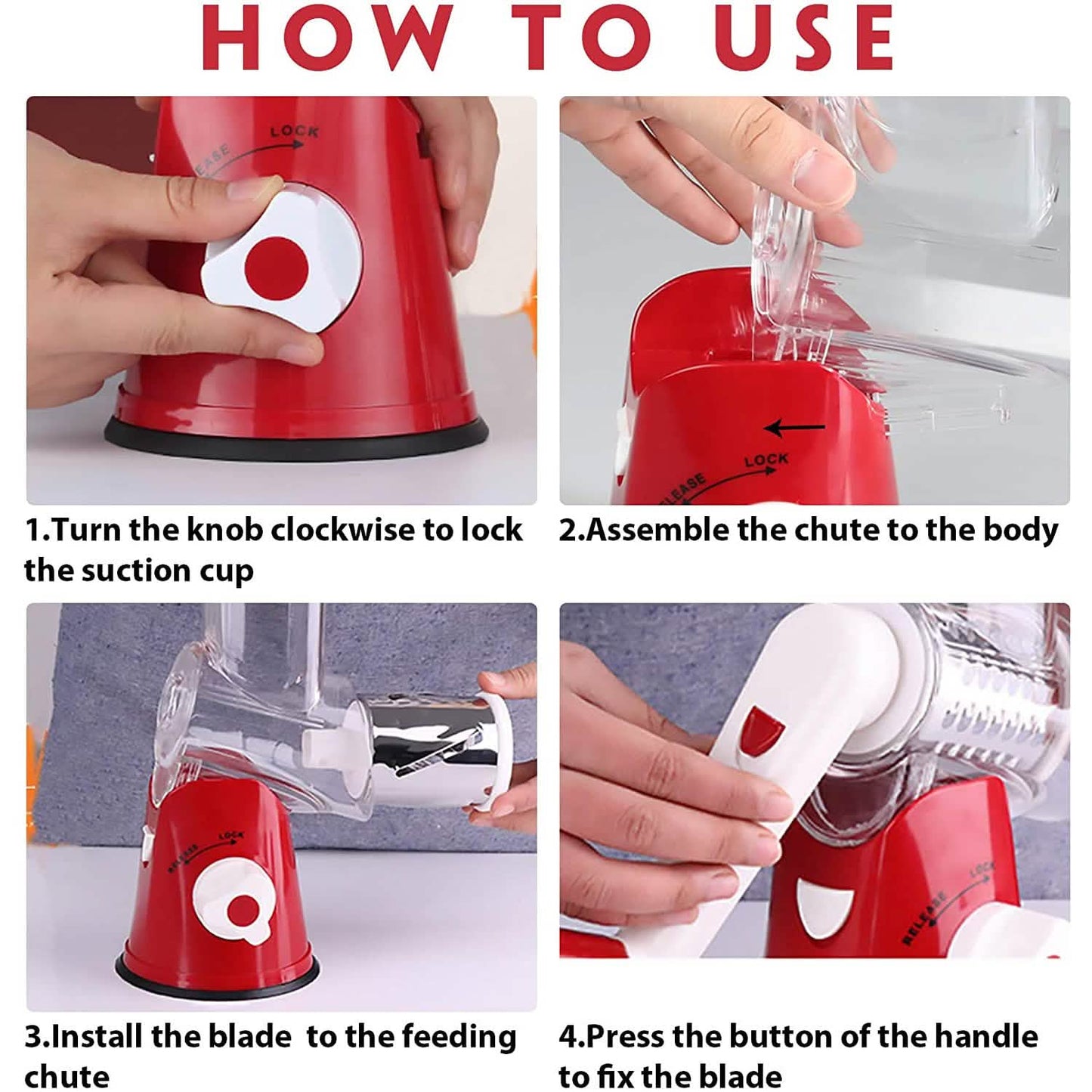 FAVIA Rotary Cheese Grater with Handle - Food Shredder with 3 Stainless Steel Drum Blades DailySale