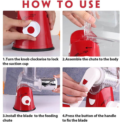 FAVIA Rotary Cheese Grater with Handle - Food Shredder with 3 Stainless Steel Drum Blades DailySale