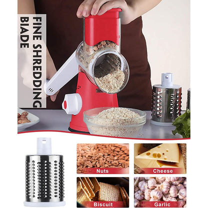 FAVIA Rotary Cheese Grater with Handle - Food Shredder with 3 Stainless Steel Drum Blades DailySale