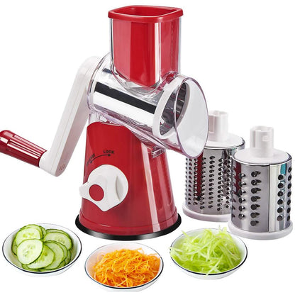 FAVIA Rotary Cheese Grater with Handle - Food Shredder with 3 Stainless Steel Drum Blades DailySale