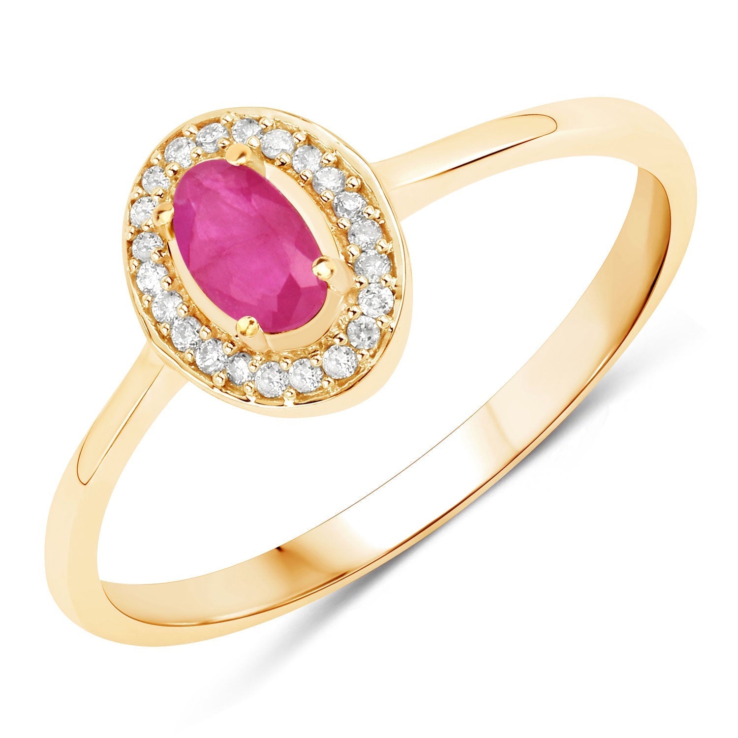 0.33 Carat Genuine Ruby and White Diamond 14K Yellow Gold Ring Bids.com