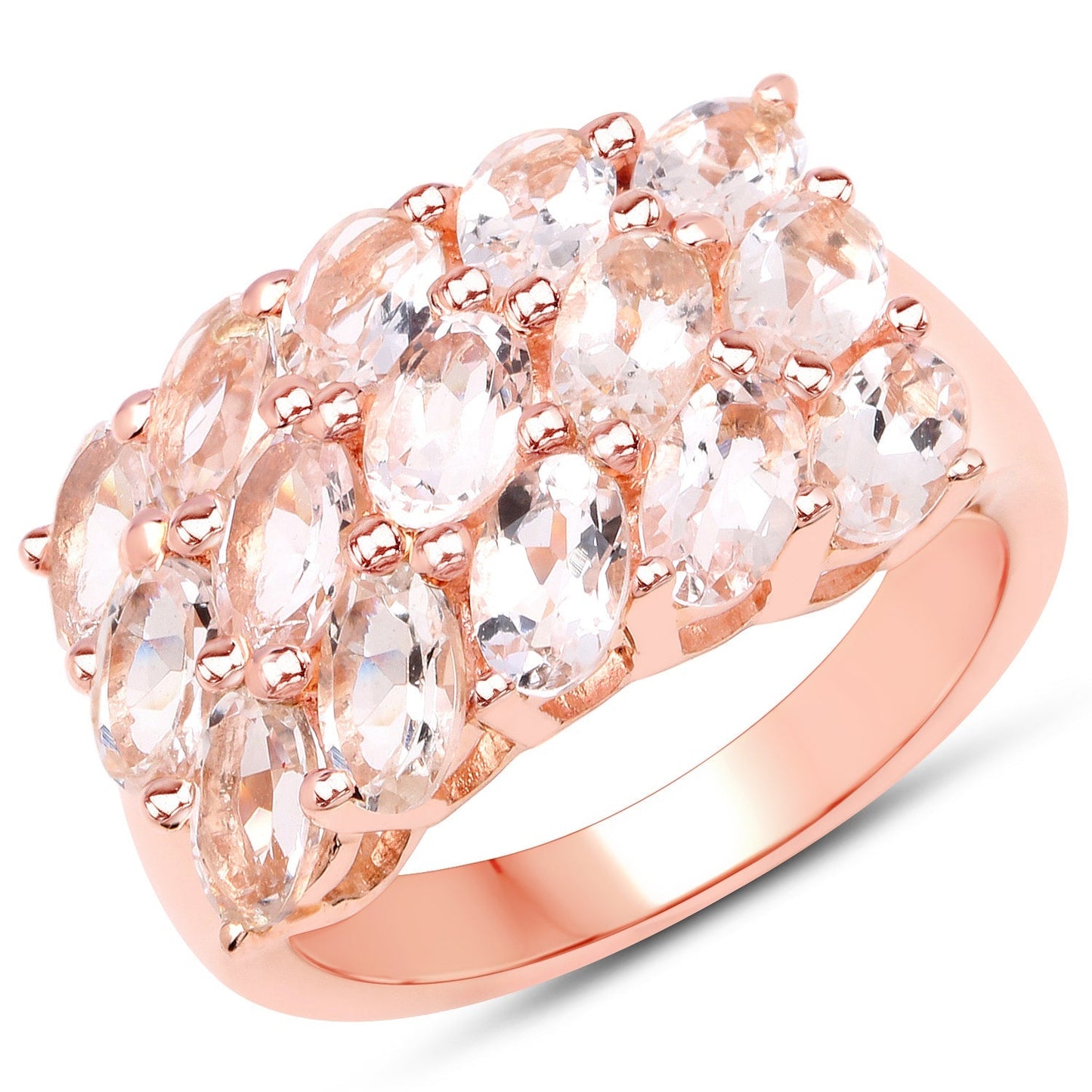 14K Rose Gold Plated 3.30 Carat Genuine Morganite .925 Sterling Silver Ring Bids.com