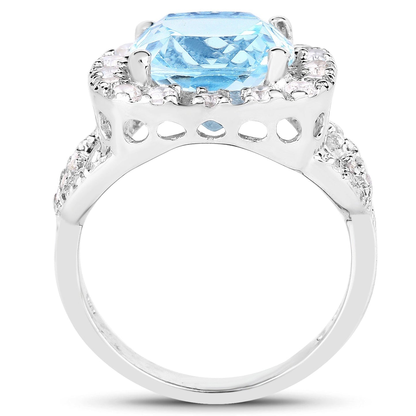 5.17 Carat Genuine Blue Topaz and White Topaz .925 Sterling Silver Ring Bids.com