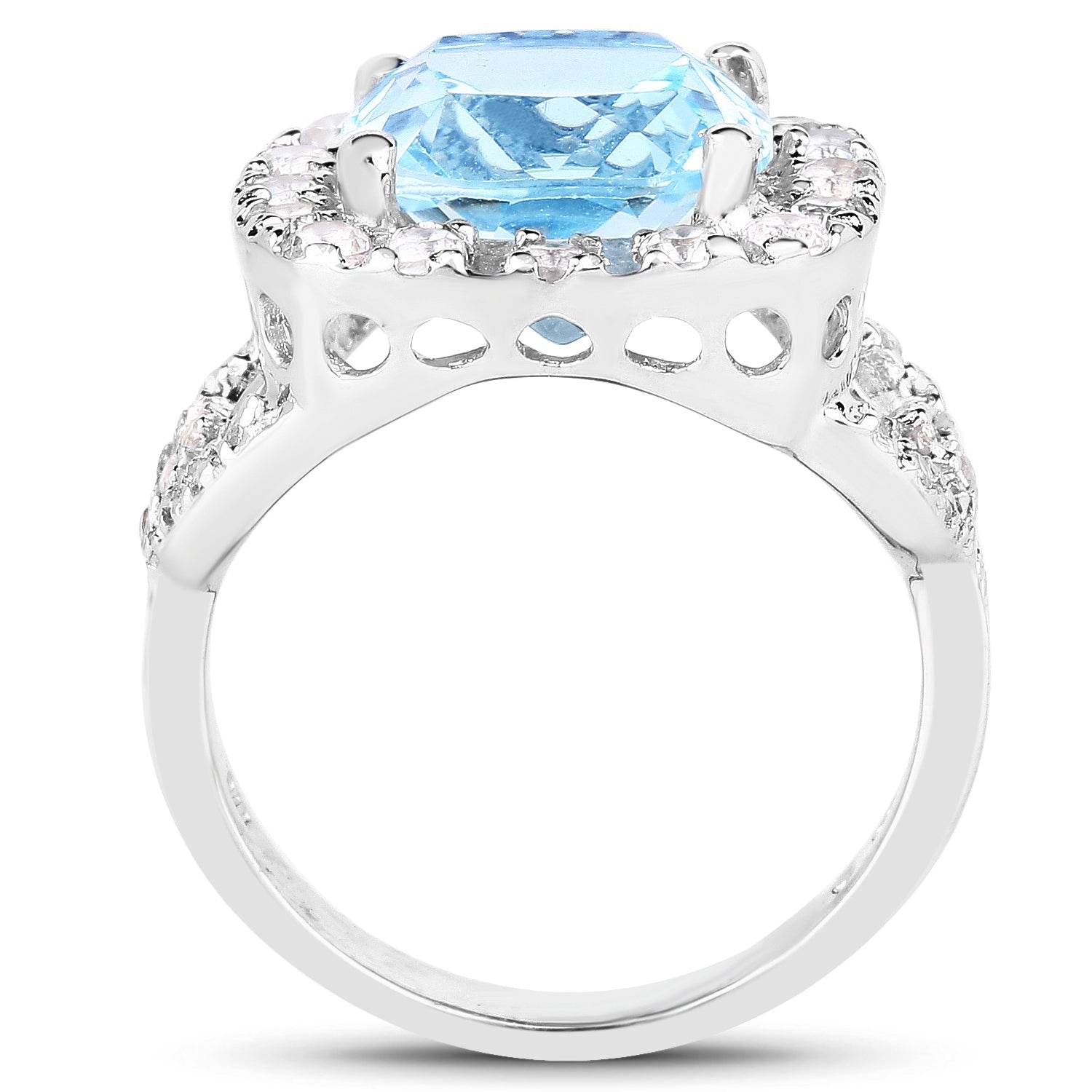5.17 Carat Genuine Blue Topaz and White Topaz .925 Sterling Silver Ring Bids.com