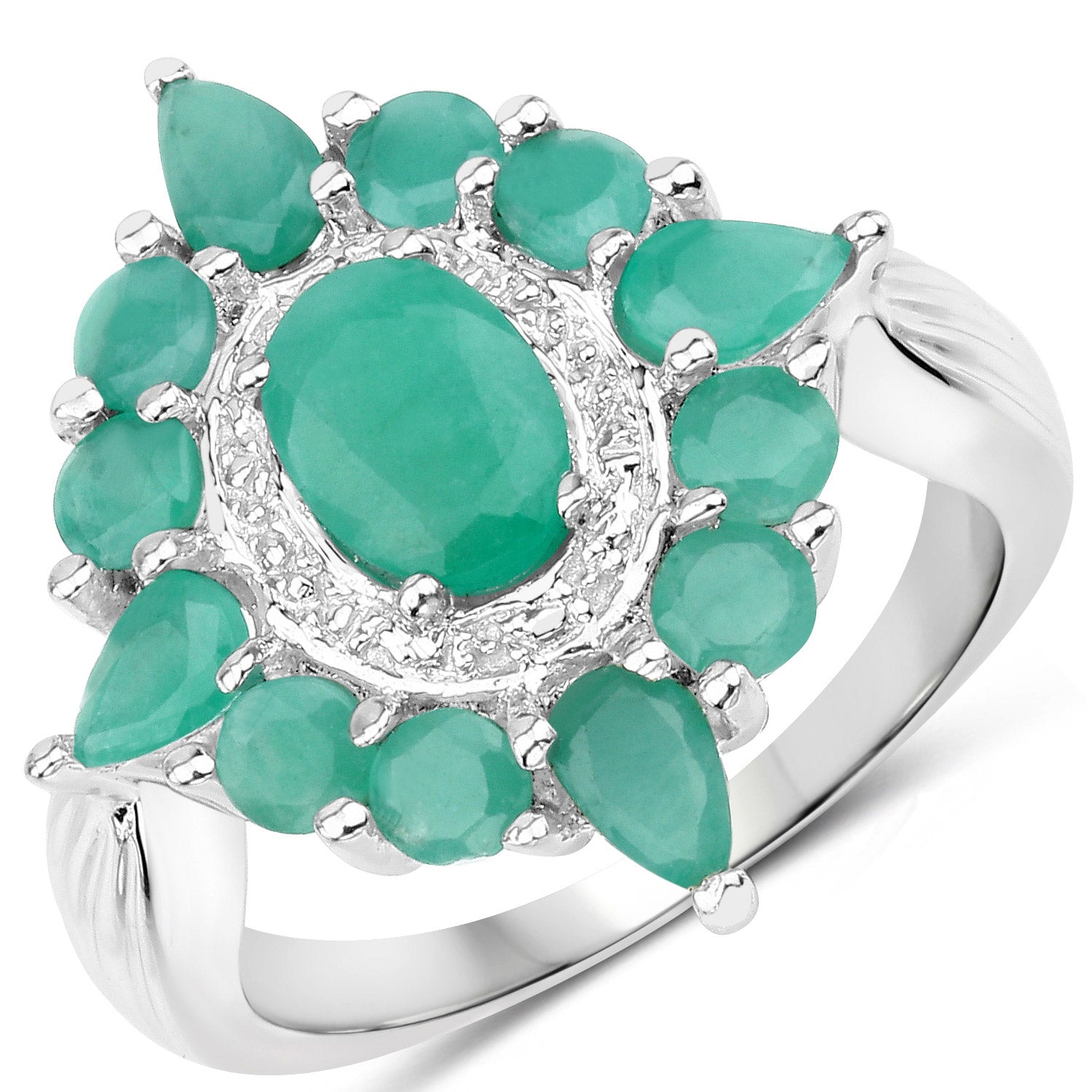 2.37 Carat Genuine Emerald .925 Sterling Silver Ring Bids.com