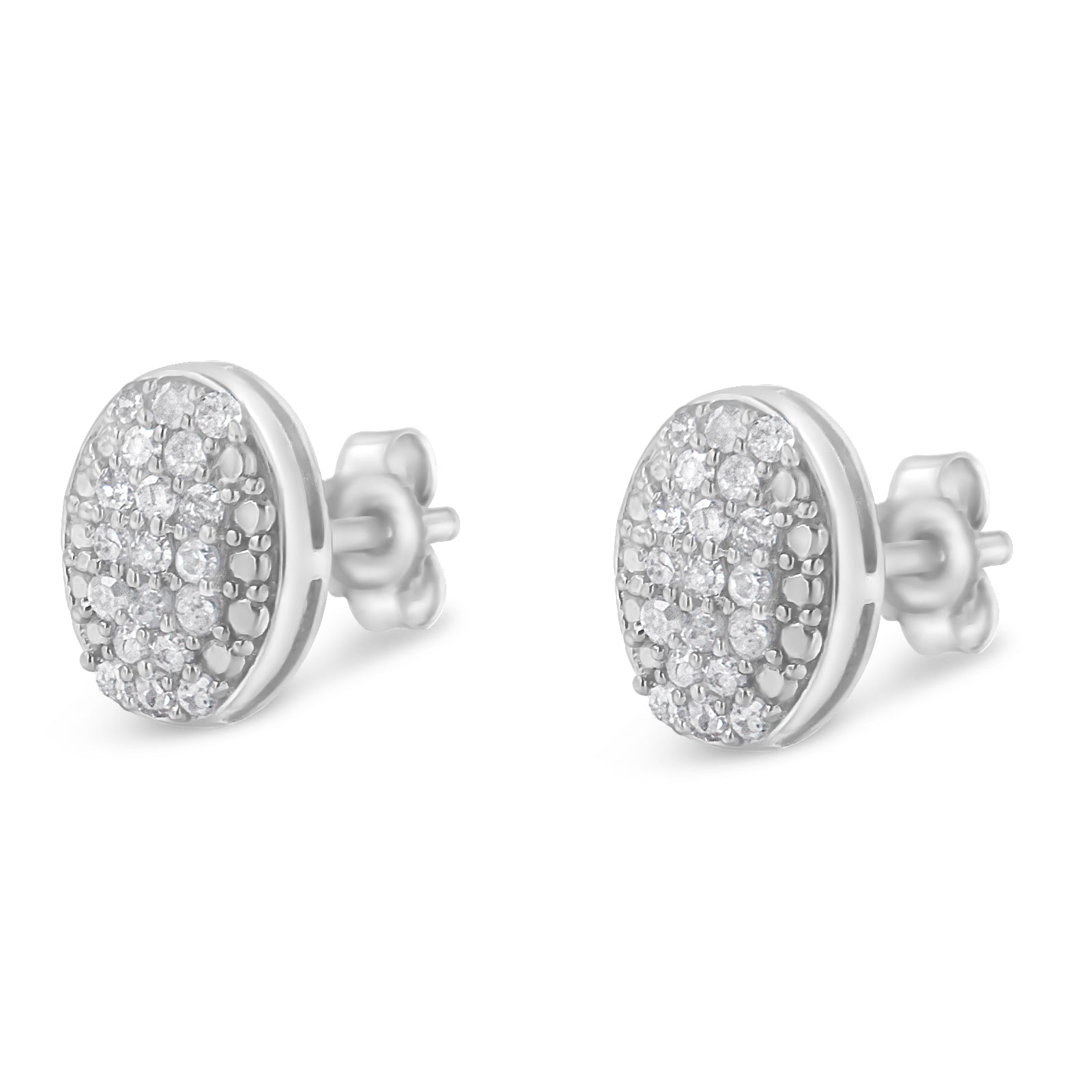 Sterling Silver Round Diamond Oval Cluster Earrings (1/2 cttw, I-J Color, I2-I3 Clarity) Bids.com