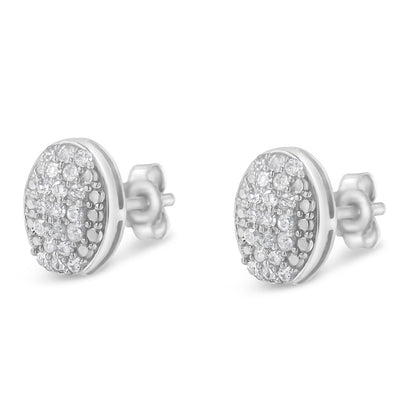 Sterling Silver Round Diamond Oval Cluster Earrings (1/2 cttw, I-J Color, I2-I3 Clarity) Bids.com
