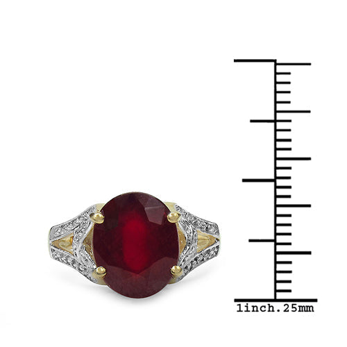 14K Yellow Gold Plated 4.00 Carat Genuine Ruby .925 Sterling Silver Ring Bids.com