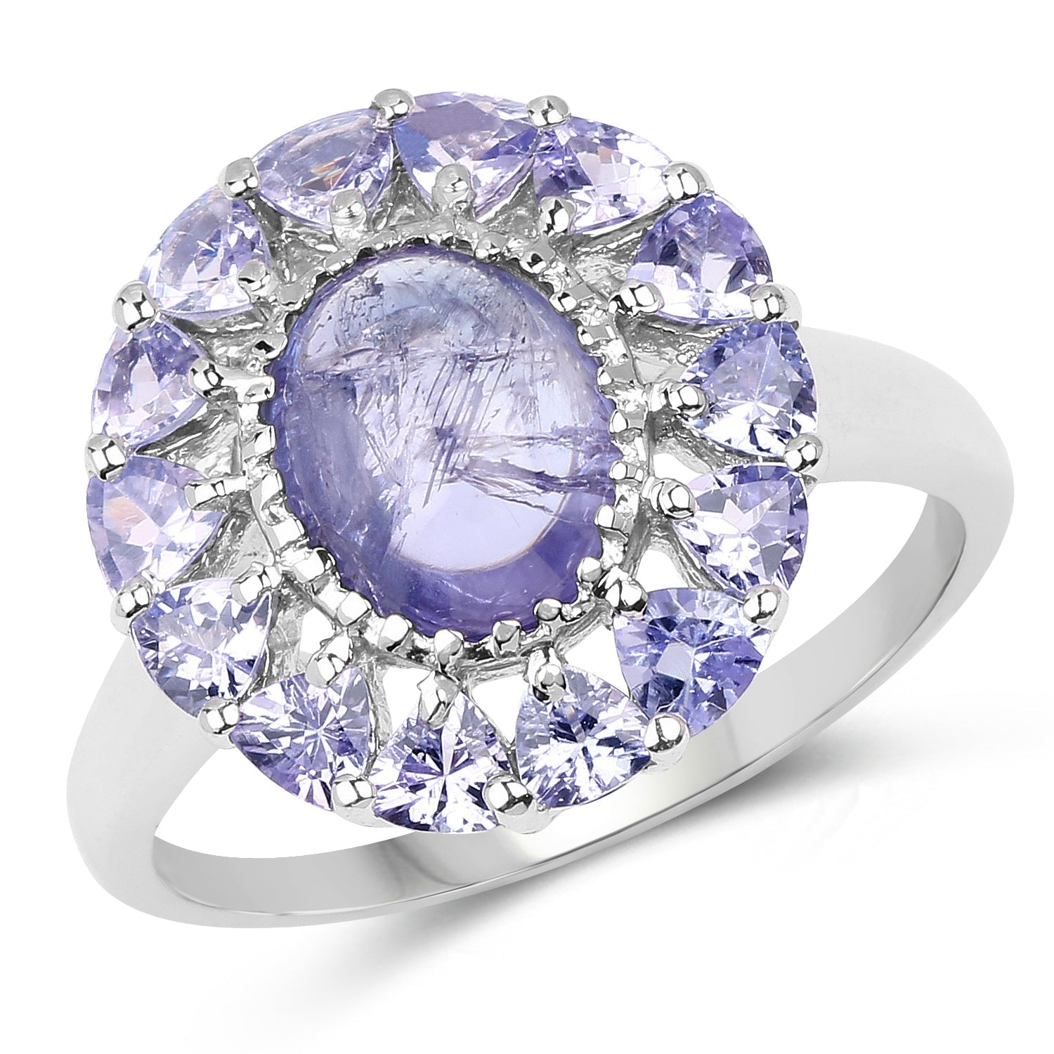 3.85 Carat Genuine Tanzanite .925 Sterling Silver Ring Bids.com