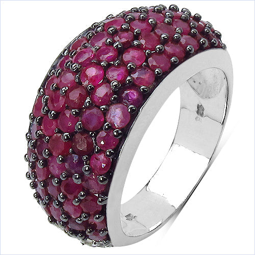 3.58 Carat Genuine Ruby & White Diamond .925 Sterling Silver Ring Bids.com