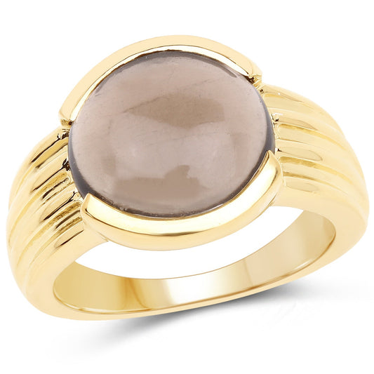 14K Yellow Gold Plated 4.89 Carat Genuine Smoky Quartz .925 Sterling Silver Ring Bids.com