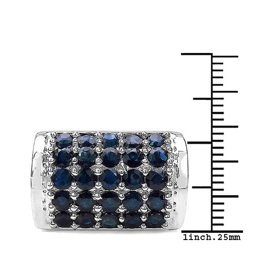 3.51 Carat Genuine Blue Sapphire & White Diamond .925 Sterling Silver Ring Bids.com