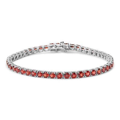 .925 Sterling Silver 10.0 Cttw Created Orange Garnet Tennis Bracelet - 7.25" Bids.com