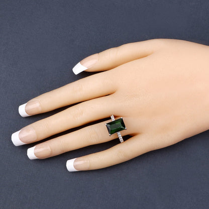 6.16 Carat Genuine Green Tourmaline and White Diamond 14K White Gold Ring Bids.com