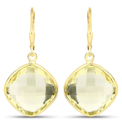 21.40 Carat Genuine Lemon Quartz .925 Sterling Silver Earrings Bids.com