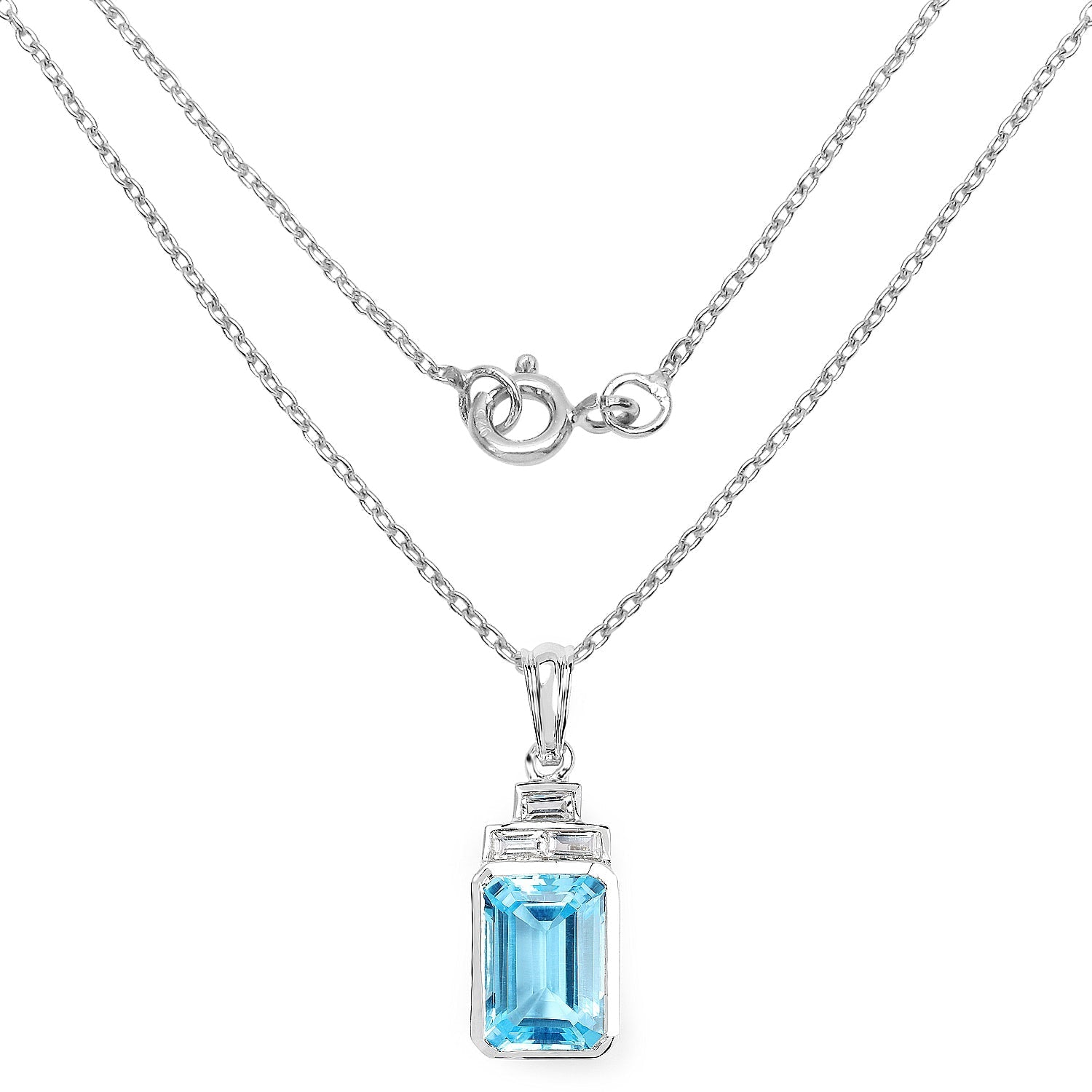 9.99 Carat Genuine Swiss Blue Topaz and White Topaz .925 Sterling Silver Pendant Bids.com