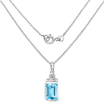 9.99 Carat Genuine Swiss Blue Topaz and White Topaz .925 Sterling Silver Pendant Bids.com