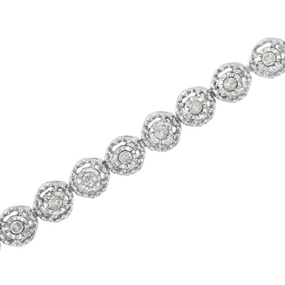 .925 Sterling Silver 1/2 Cttw Miracle Set Round Diamond Bezel Design Link Bracelet (I-J Color, I2-I3 Clarity) - 7.25" Bids.com