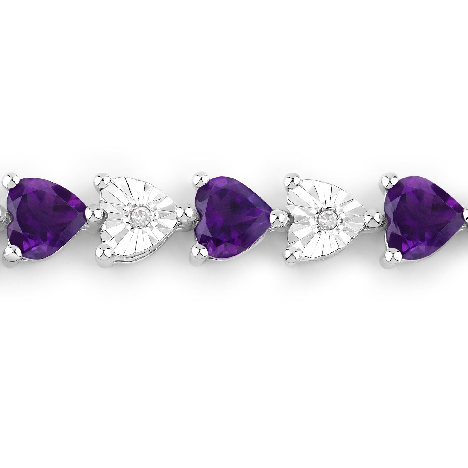 6.59 Carat Genuine Amethyst and White Diamond .925 Sterling Silver Bracelet Bids.com