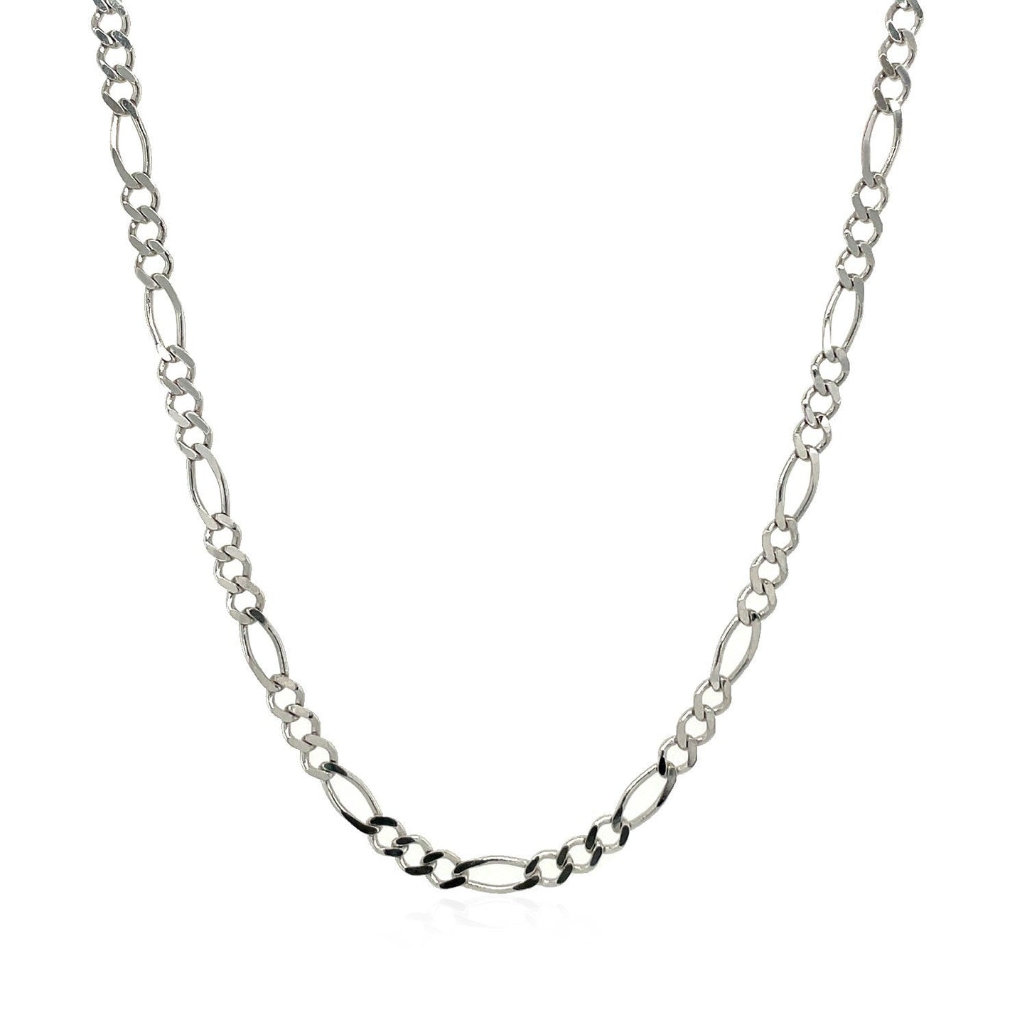 2.6mm 14k White Gold Solid Figaro Chain Bids.com