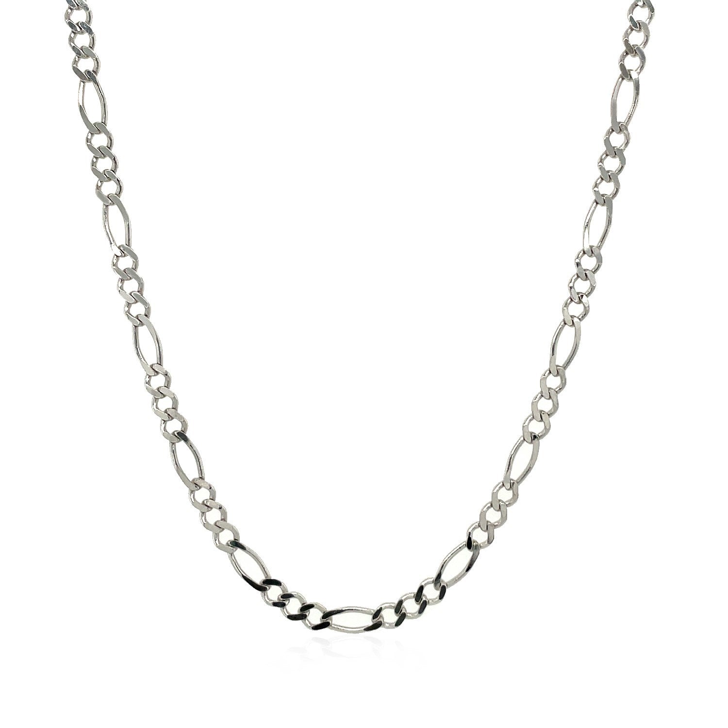2.6mm 14k White Gold Solid Figaro Chain Bids.com