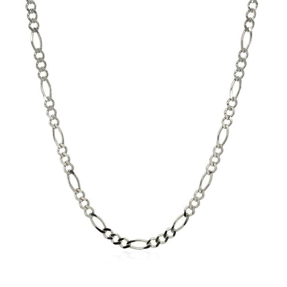 2.6mm 14k White Gold Solid Figaro Chain Bids.com