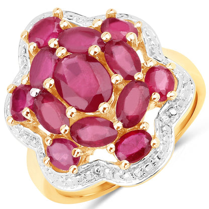 14K Yellow Gold Plated 4.18 Carat Genuine Glass Filled Ruby .925 Sterling Silver Ring Bids.com