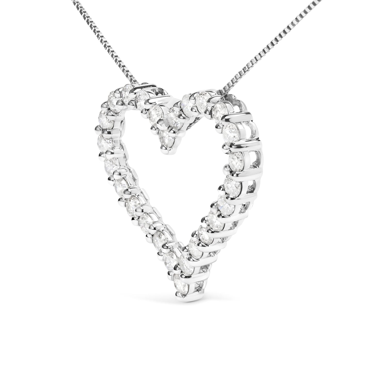 .925 Sterling Silver 2.0 Cttw Diamond Open Heart 18" Pendant Necklace (I-J Color, I2-I3 Clarity) Bids.com